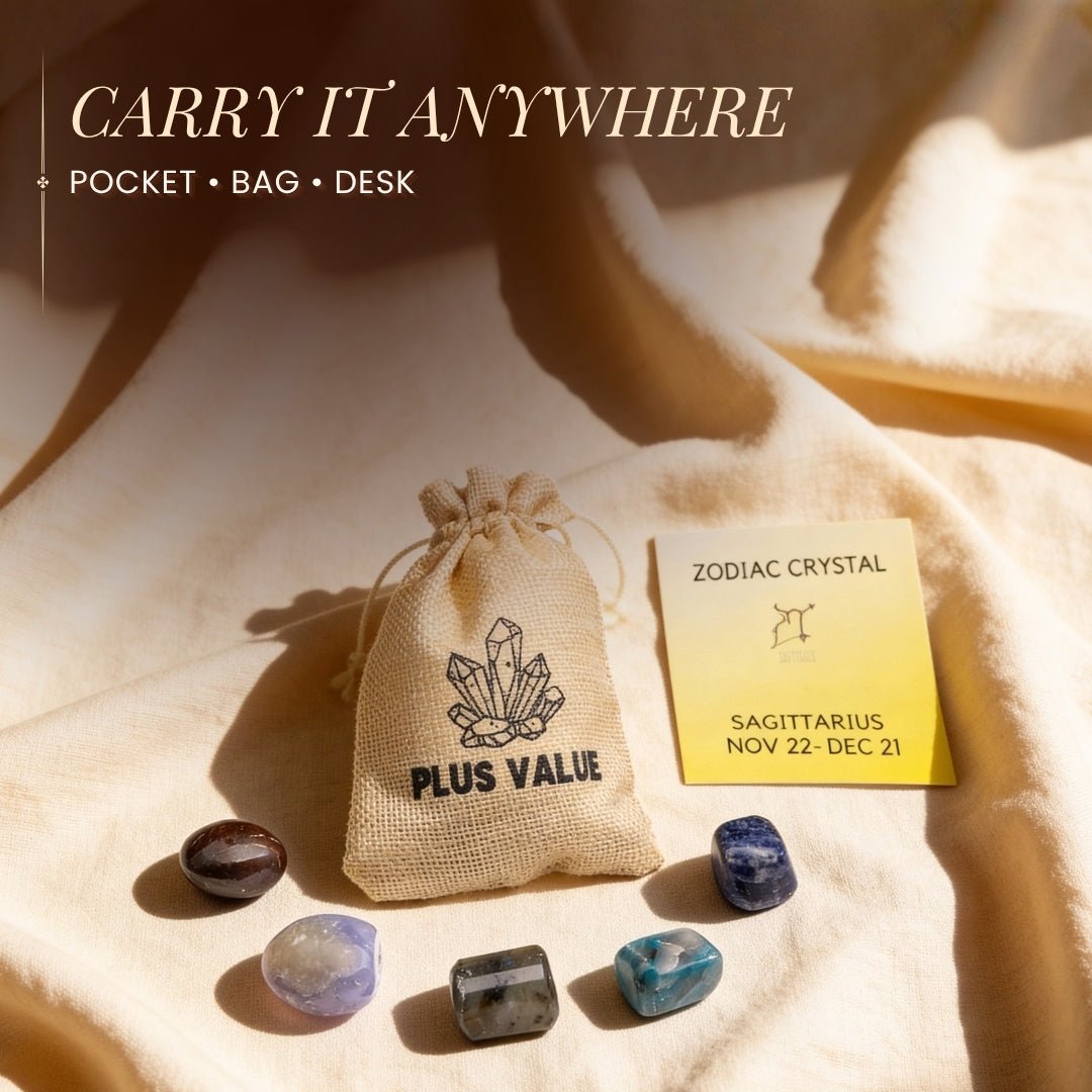 Zodiac Crystal Bag For Sagittarius Sign Lucky Birth Gemstones & Crystal Stones [November 22 - December 21] - plusvalueindia