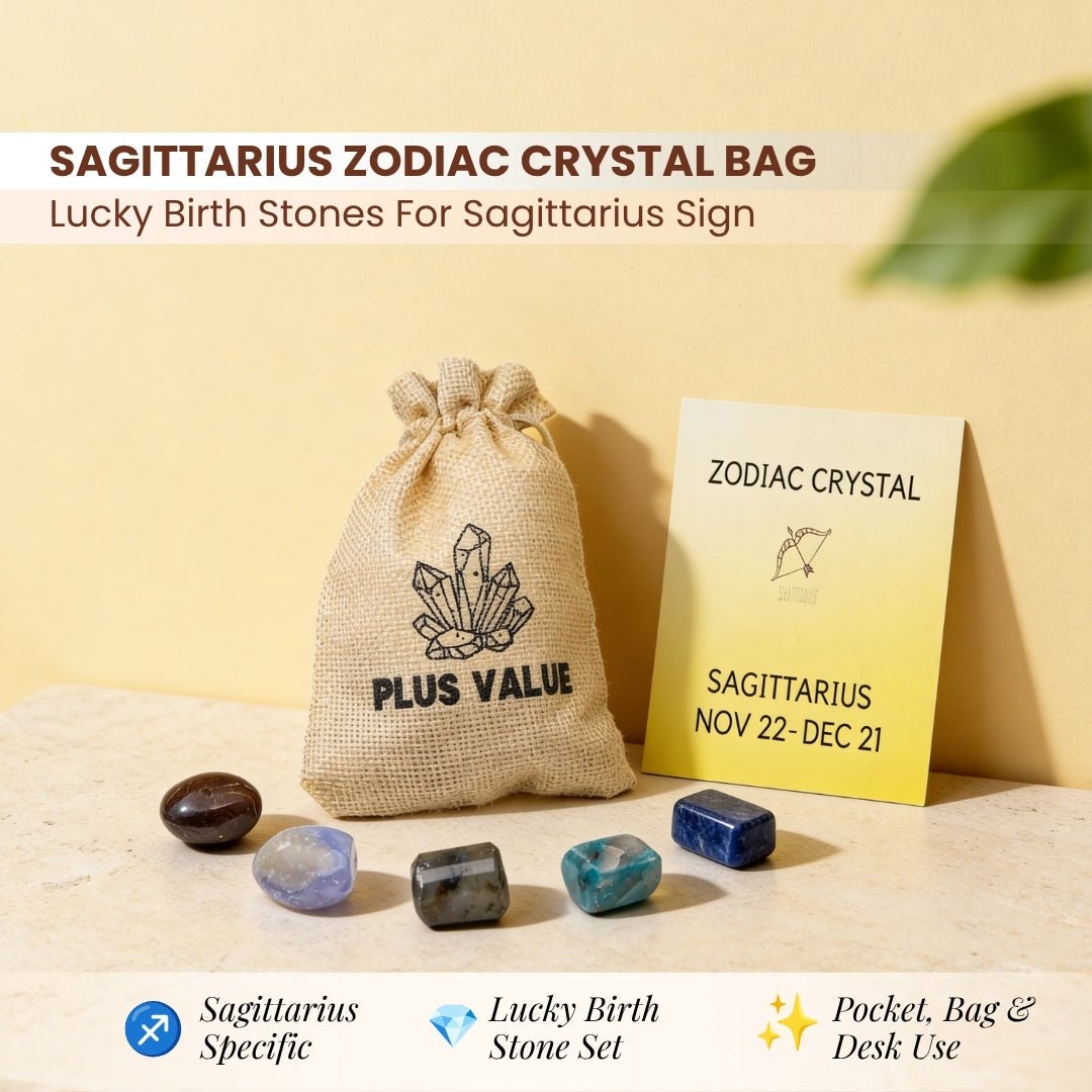 Zodiac Crystal Bag For Sagittarius Sign Lucky Birth Gemstones & Crystal Stones [November 22 - December 21] - plusvalueindia
