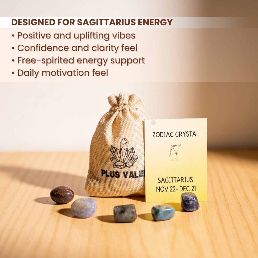Zodiac Crystal Bag For Sagittarius Sign Lucky Birth Gemstones & Crystal Stones [November 22 - December 21] - plusvalueindia