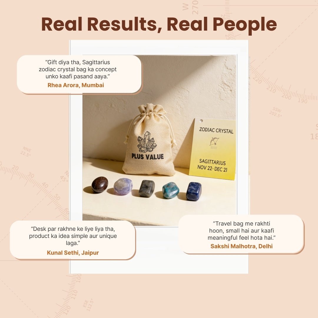 Zodiac Crystal Bag For Sagittarius Sign Lucky Birth Gemstones & Crystal Stones [November 22 - December 21] - plusvalueindia