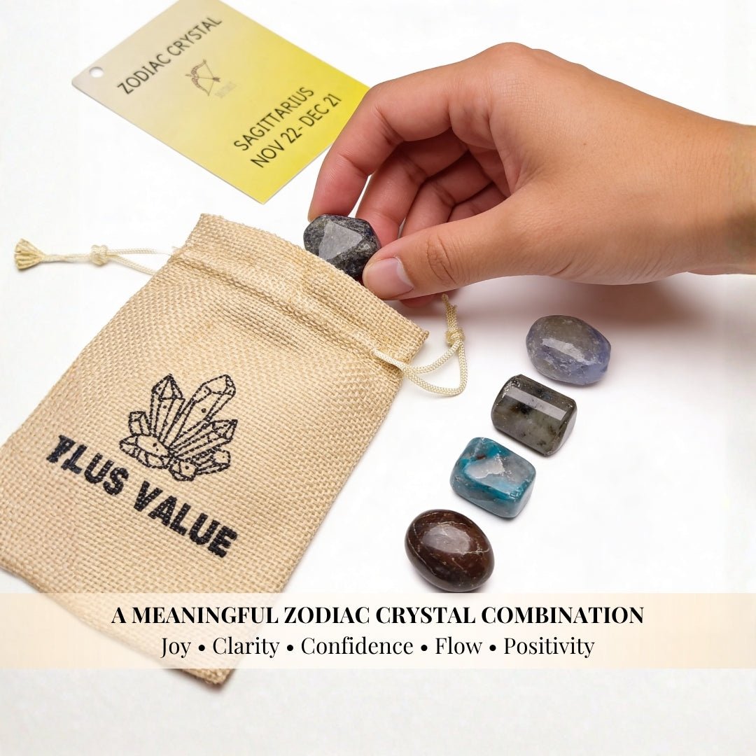 Zodiac Crystal Bag For Sagittarius Sign Lucky Birth Gemstones & Crystal Stones [November 22 - December 21] - plusvalueindia