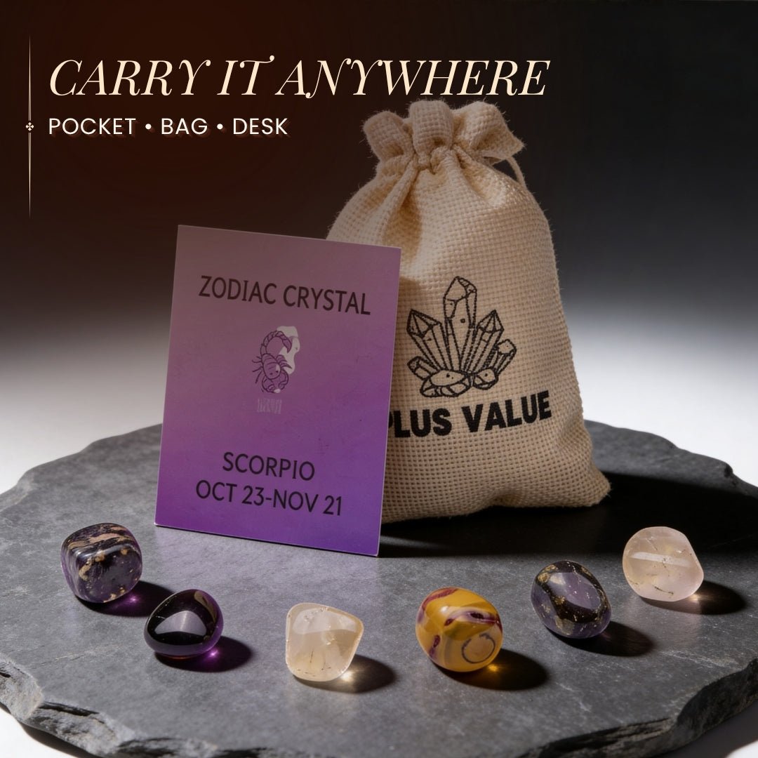Zodiac Crystal Bag For Scorpio Sign Lucky Birth Gemstones & Crystal Stones [October 23 - November 21] - plusvalueindia