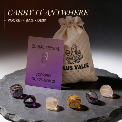 Zodiac Crystal Bag For Scorpio Sign Lucky Birth Gemstones & Crystal Stones [October 23 - November 21] - plusvalueindia