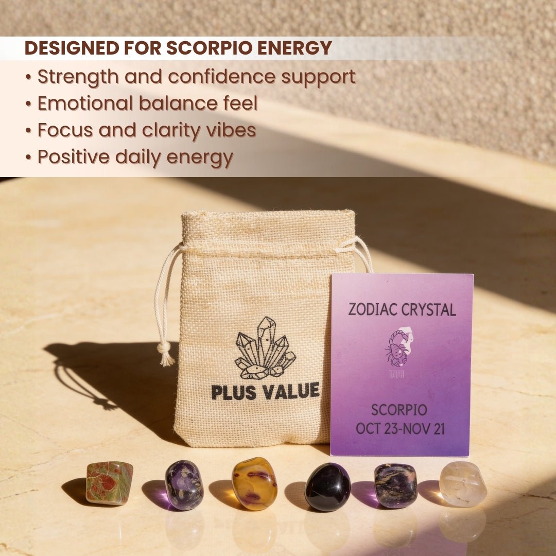 Zodiac Crystal Bag For Scorpio Sign Lucky Birth Gemstones & Crystal Stones [October 23 - November 21] - plusvalueindia
