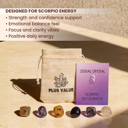 Zodiac Crystal Bag For Scorpio Sign Lucky Birth Gemstones & Crystal Stones [October 23 - November 21] - plusvalueindia