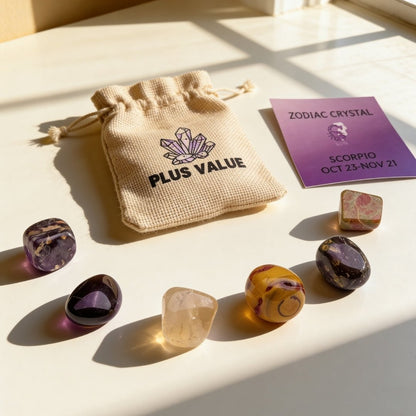 Zodiac Crystal Bag For Scorpio Sign Lucky Birth Gemstones & Crystal Stones [October 23 - November 21] - plusvalueindia