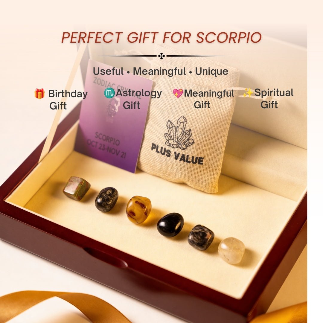 Zodiac Crystal Bag For Scorpio Sign Lucky Birth Gemstones & Crystal Stones [October 23 - November 21] - plusvalueindia