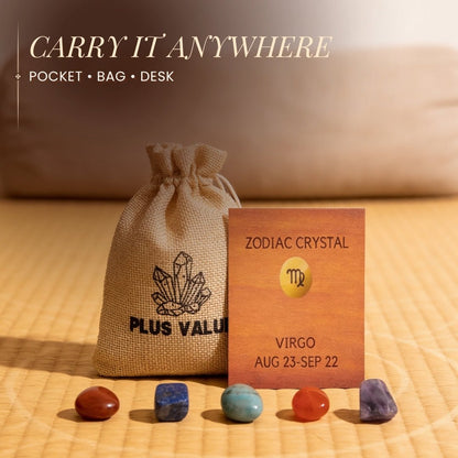 Zodiac Crystal Bag For Virgo Sign Lucky Birth Gemstones & Crystal Stones [August 23 - September 22] - plusvalueindia