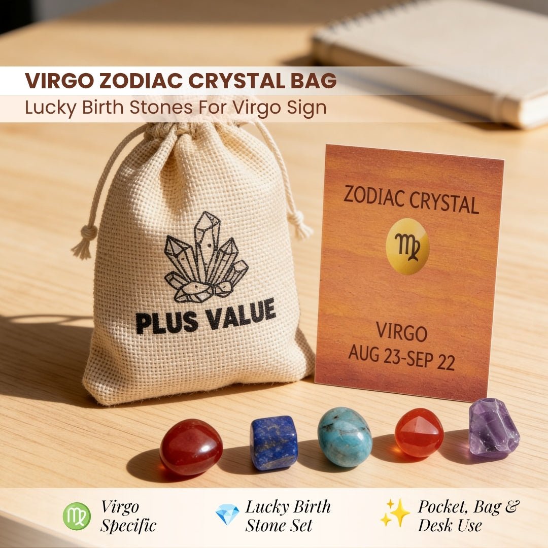 Zodiac Crystal Bag For Virgo Sign Lucky Birth Gemstones & Crystal Stones [August 23 - September 22] - plusvalueindia