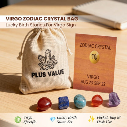 Zodiac Crystal Bag For Virgo Sign Lucky Birth Gemstones & Crystal Stones [August 23 - September 22] - plusvalueindia