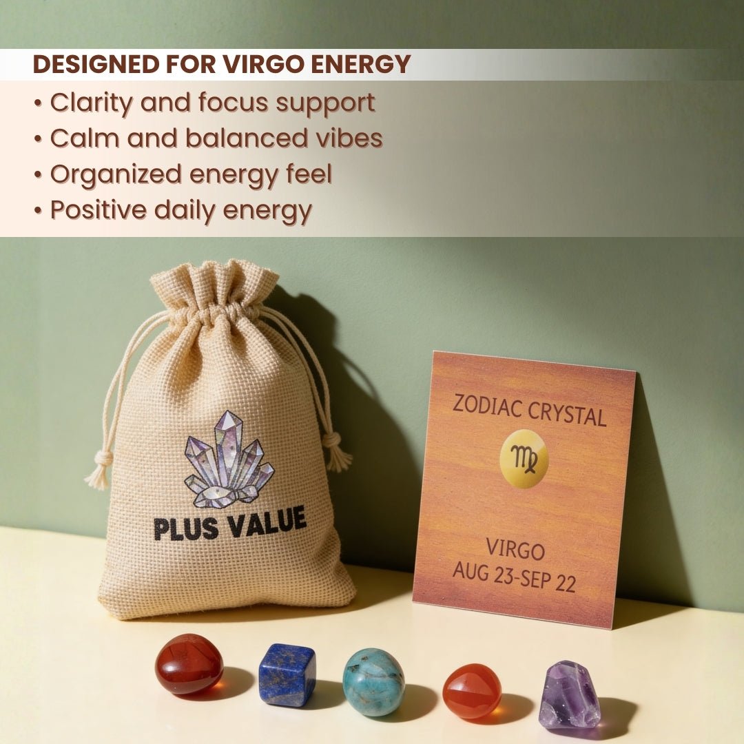 Zodiac Crystal Bag For Virgo Sign Lucky Birth Gemstones & Crystal Stones [August 23 - September 22] - plusvalueindia