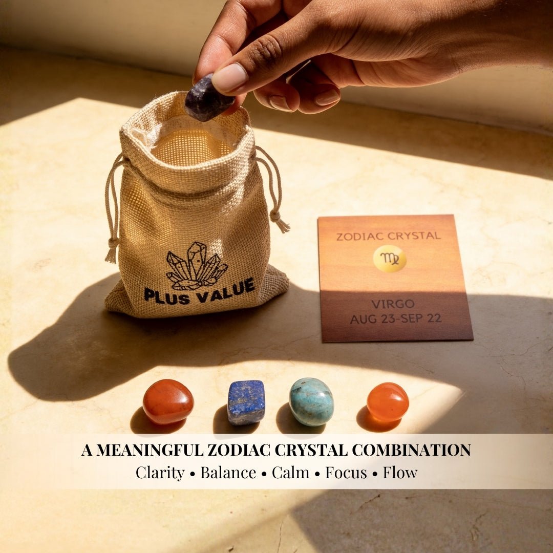 Zodiac Crystal Bag For Virgo Sign Lucky Birth Gemstones & Crystal Stones [August 23 - September 22] - plusvalueindia